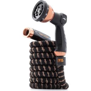 Pocket Hose 25 FT Copper Bullet Expandable Garden Hose w/10 Pattern Thumb Spray Nozzle AS SEEN ON TV 650psi 3/4 in Patented Lead-Free Ultra-Lightweight Solid Copper Anodized Aluminum