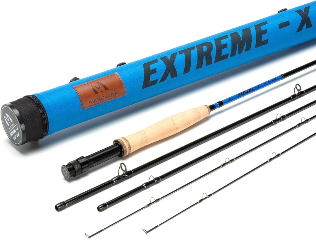 Maxcatch Extreme-X Fly Fishing Rod with Extra Tip Section, Fast Action, Carrying Tube Included (5wt 9')
