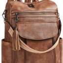 Shrrie Laptop Backpack for Women 15.6 inch,Travel Leather Backpack Purse Nurse Teacher Carry on Backpack Computer Bag,Professional Water-Resistant College Business Work Casual Daypack,Two-toned Brown