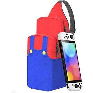Cute Travel Bag for Nintendo Switch/2/Lite/OLED, Small Sling Portable Waterproof Backpack Carrying Crossbody Shoulder Chest Gaming Bag Case for NS SD Console Dock Joy-Cons Accessories Storage