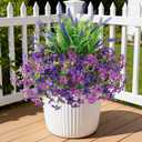 Artificial Flowers for Outdoors UV Resistant, 14 Bundles Fake Flowers Daisy with Lavender Faux Outdoor Plants Silk Flower for Outside Planters Patio Porch Window Garden Yard Spring Summer Decoration