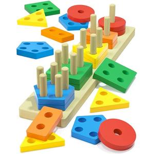 Montessori Toys for 1 2 3 Year Old Boys Girls Gifts, Wooden Shape Sorter Toys for Ages 2-4, Toddler Learning Toy Puzzles Birthday Gift Ages 1-3