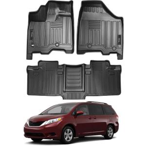 Vanseno 1st & 2nd Car Floor Mats Compatible for 2011-2020 Toyota Sienna 7 Seat All Weather TPE Floor Liner for 2011 2012 2013 2014 2015 2016 2017 2018 2019 2020 Toyota Sienna Accessories