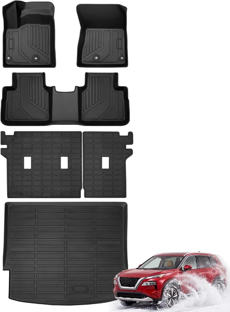 Car Floor Mats for Nissan Rogue 2021-2025 2026, Not for Sport, Black