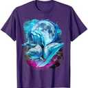 3 Moon Dolphin Funny Sea Creature Bottlenose Fish Art Humor T-Shirt, L