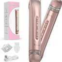 Bikini Trimmer for Women - 2 in 1 Electric Body Hair Trimmer for Silky Skin, Cordless Body Shaver for Travel, IPX7 Waterproof & Easy to Clean, Replaceable Ceramic Blade Heads, Rose Gold (Pink)