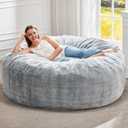 Hobestluk Bean Bag Chairs Giant Beanbag Chair with Filler, Memory Foam Bean Bags with Fluffy & Machine Washable Cover, Bean Bag Chairs for Aduts for Living Room, Bedroom (Grey, 5FT - 50 x 50 x 24)