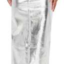 Women's Sexy Summer Sparkly High Waist Slit Hem Bodycon Club Mermaid Maxi Skirt (Silver, S)