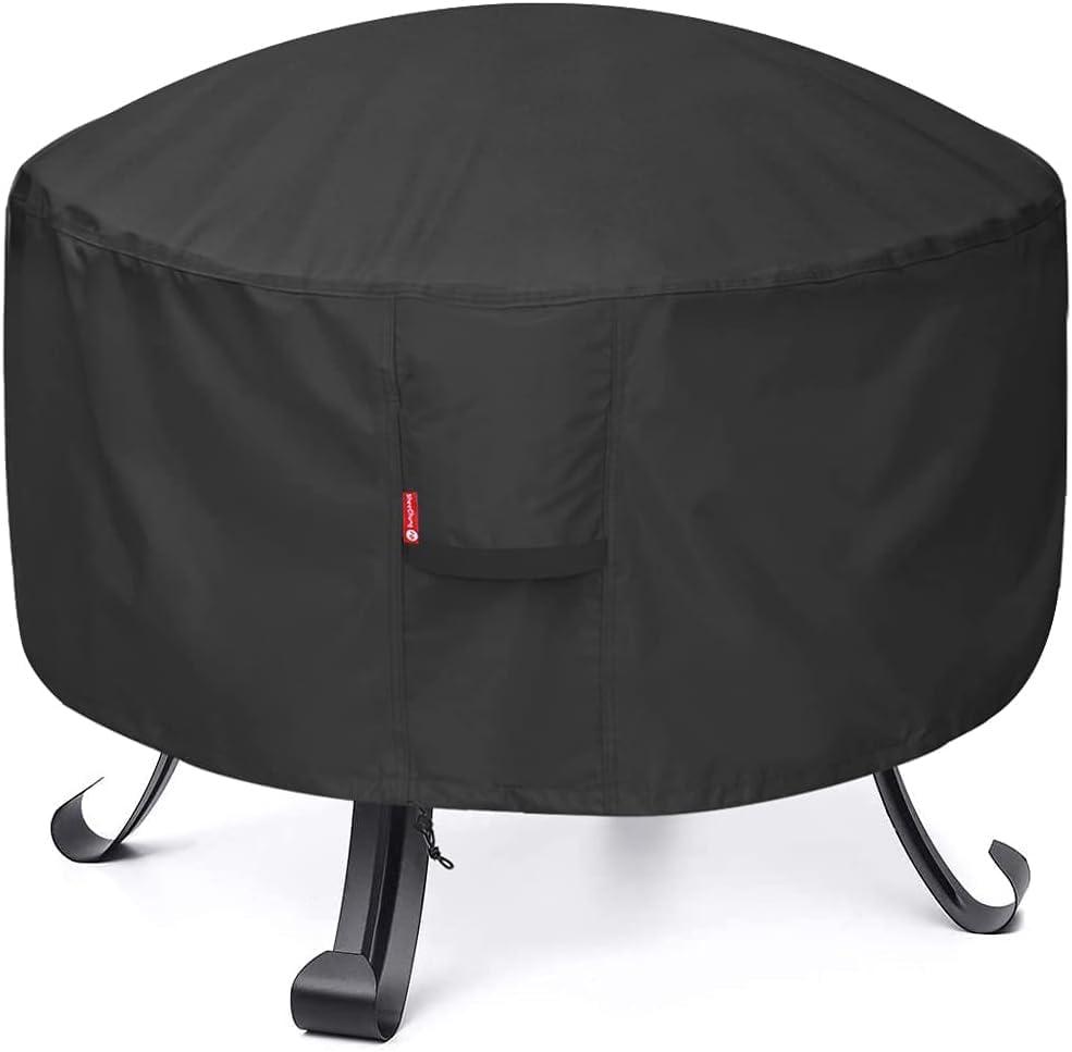 SheeChung Fire Pit Cover Round 34D X 15H,Heavy Duty 600D Polyester with PVC Coating Material,Waterproof Firepit Covers,Outdoor Fireplace Cover, Fits Patio Fire Pit Bowl
