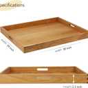 30 x 24 Inches Extra Large Rectangle Teak Wood Ottoman Tray with Handles, Serve Tea, Coffee Classic 2.5 Feet Wooden Decorative Serving Tray