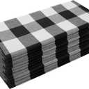 Cotton Blend Buffalo Plaid Table Napkins (Set of 12), 20 x 20 Inch Washable Dinner Napkins, Buffalo Checks Cloth Napkins for Restaurant, Wedding, Holiday, FarmhouseBlack and White (Napkin Set, 20x20", Black & White)