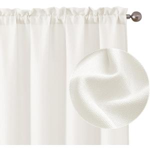 Chyhomenyc Bedroom Curtains 54 Inch Length 2 Panels, Faux Linen Textured Semi Light Filtering Soft Airy Yellowish Window Treatment Drapes for Living Room, Each 30Wx54L, Creamprev. Ivory