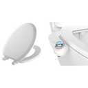 Mayfair Cameron Toilet Seat and Bidet Bundle, Easy Clean Wood Toilet Seat with Non-Electric, Easy to Install SlimGlow Bidet Attachment, Elongated, White