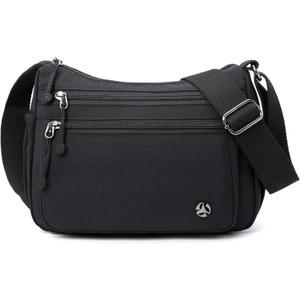 Crossbody Bags for Women Waterproof Nylon Shoulder Bag Roomy Multiple Pockets Messenger Purses Handbags (Black)