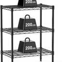 HealSmart 3-Tier Metal Wire Storage Shelves, Adjustable Standing Storage Rack Shelf, Heavy Duty Steel Shelving Unit Organizers for Kitchen Bathroom Pantry Garage, 23.2" W13.4" D30.3" H, Black