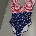 Blooming Jelly Women's Plus Size One Piece Swimsuit Tummy Control Bathing Suit Cute V Neck Maternity Swimwear (X-Large, American Flag Print)