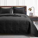 Love's cabin California King Size Quilt Bedding Set Black Bedspreads - Cal King Summer Lightweight Bedspread Comforter - Coin Pattern Coverlet for All Season - 3 Pieces (1 Quilt, 2 Pillow Shams)