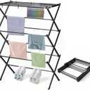 Foldable Portable Metal Clothes Drying Rack for Indoor Air Drying, Energy Savin, Black