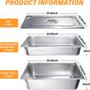 Ferraycle 3 Pack Full Size 4 Inch, 6 Inch Hotel Pan with Lid Perforated Steam Table Pan Restaurant Supplies for Kitchen, Steam Table Tray for Food Warmer