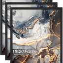 Fxojyvo Engineered Wood 18x20 Picture Frame Set of 3, Black Frame for 18 x 20 Inch Picture Poster Photo, Light Weight 18 by 20 Frame with Wood-grain for Wall - 3 Pack/Black/18 x20
