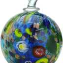QFkris 4" Hand-Blown Glass Ornaments Glass Christmas Ornaments Friendship Balls for Christmas Tree Hanging Gardens Window Outdoor Gazing Ball Witch Balls for Women (Blue)