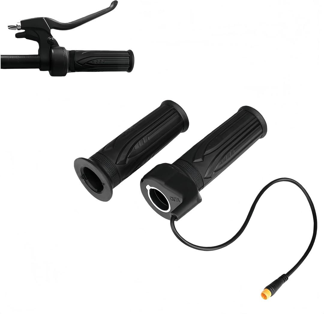 EBike 20X Full Throttle Grip, 12V-72V Ebike Throttle Grips with 3 Pin Waterproof Plug Right Speed Handlebar Throttle for Electric Bike Electric Scooter 22.2mm