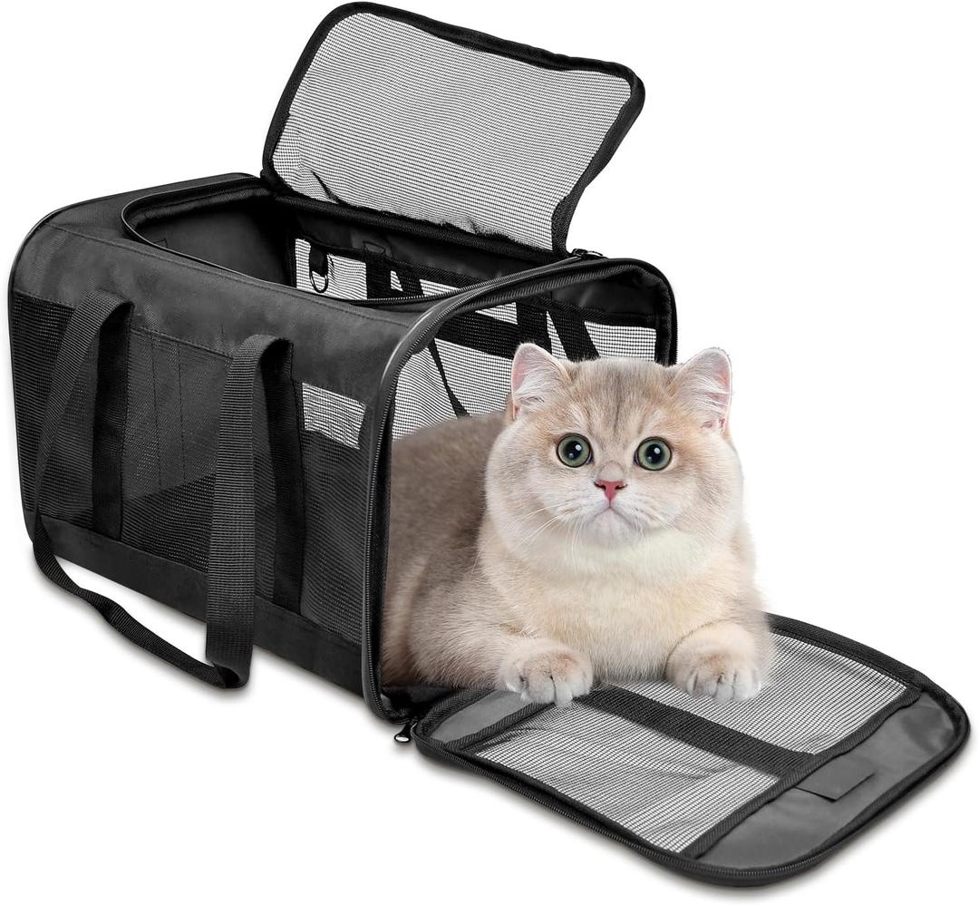 Pet Cat Carrier Soft-Sided Cat Bag Airline Approved, Pet Travel Carrier Up to 11 Lbs, Collapsible Pet Carrier Carrying Case