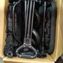 VOOI Stroller Wagon, 2 Seater Kids Wagon, Collapsible with 5-Point Harnesses, Zipper Door, Sun Canopy (Black)