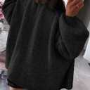 Women's Open Front Fall Sweater Lantern Sleeve Chunky Warm Long Cardigan Trendy Outerwear Coats Black (Black, M)