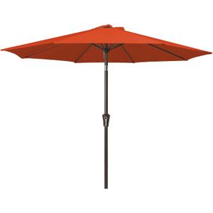 JEAREY 9FT Outdoor Patio Umbrella Outdoor Table Umbrella with Push Button Tilt and Crank, Market Umbrella 8 Sturdy Ribs UV Protection Waterproof for Garden, Deck, Backyard, Pool (Red Orange)