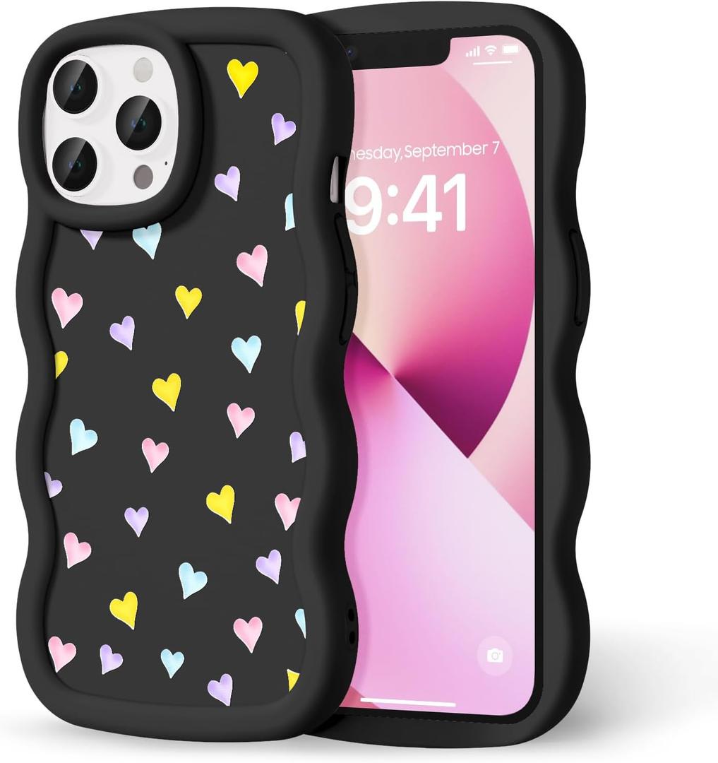 for iPhone 13 Pro Max Phone Case, Curly Wavy Frame with Cute Pattern