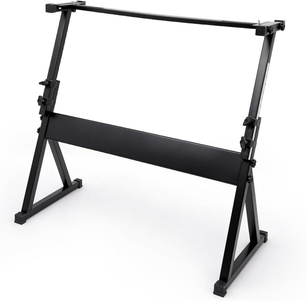 Adjustable Z-Style Piano Keyboard Stand for 54-88 Key Digital Pianos - Heavy-Duty Support with Height Markings, Tool-Free Assembly & Non-Slip Stability, Professional Piano Stand for Stage & Home Studio with More Comfortable Legroom