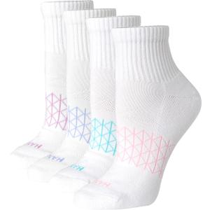 Hanes womens Cushioned Ankle Socks, Absolute Active Ankle Socks for Women, Seamless Toe, 4-prs (5-9, White)