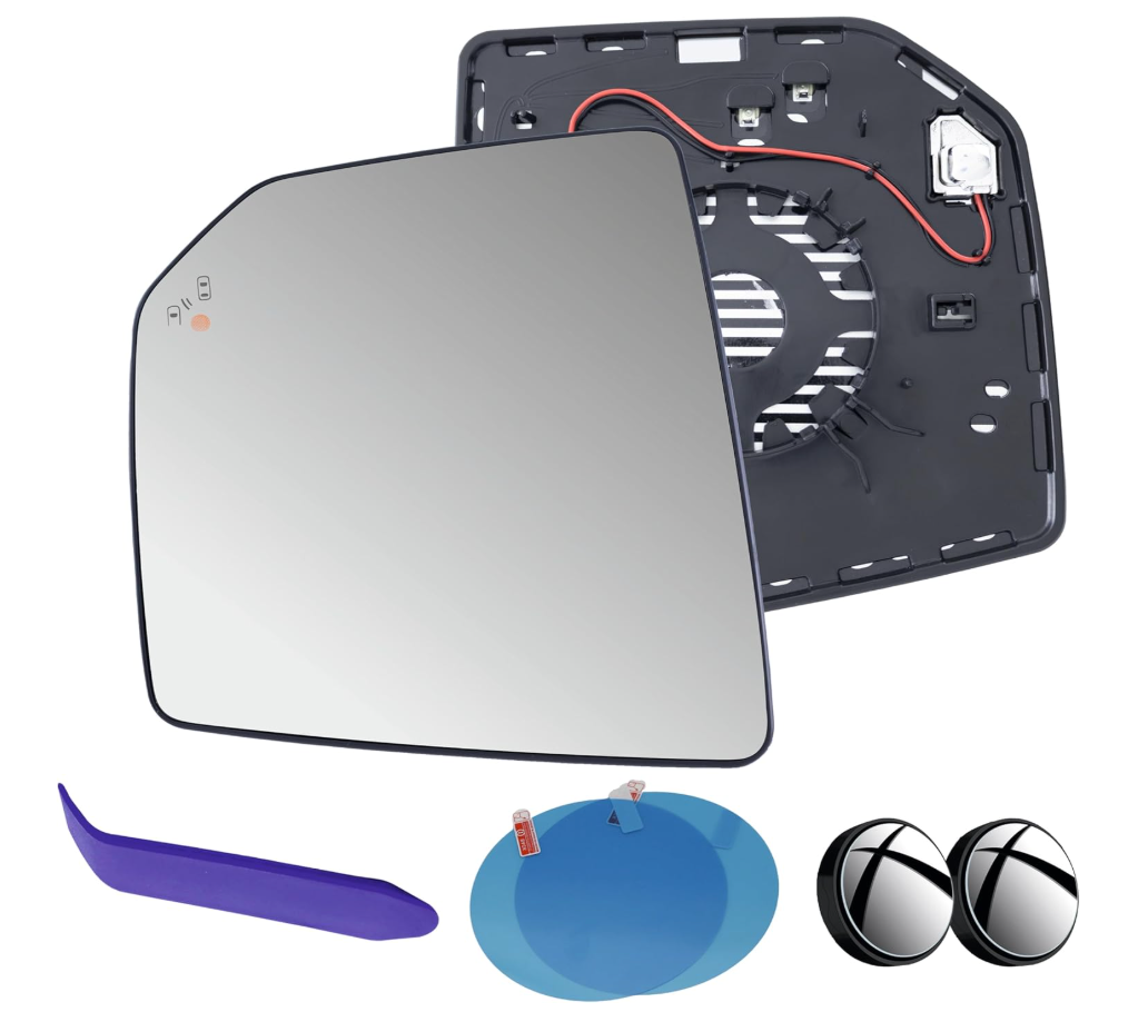 EAP Driver Side Mirror Glass Compatible with Ford F150 2015-2020, Heated with Blind Spot Without Auto Dimming FL3Z17K707AH FL3Z17K707P FO1324141