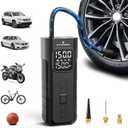 Tire Inflator Portable Air Compressor, 1 Min Fast Inflation Cordless Bike Pump with Digital Pressure Gauge LED Light, 150 PSI Electric Air Pump for Car Tires, Bicycle, Motorcycle, Ball (Black)