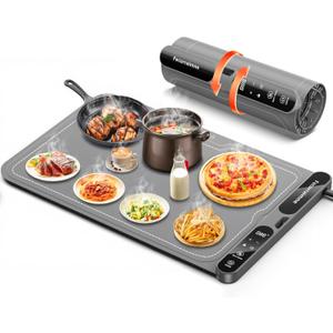 Warming Mat for Food, Fast Full-Surface Heating Food Warming Mat with 7 Temp-Settings & 8H Timer, Child Lock, Heating Mat for Food for Parties,Chafing Dishes, Christmas, 23X15 Inch (Dark Gray)