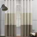 Exclusive Home Chateau Striped Faux Silk Grommet Top Curtain Panel Pair, 54"x96", White Sand