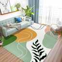 VSIWB Boho Art Area Rug 8x10 Green Washable Rug for Living Room Aesthetic Minimalist Mid Century Carpet Soft Non Slip Low Plie Colorful Rugs for Bedroom Dining Room Nursery Modern Home Decor