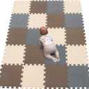 YIMINYUER 20 Tiles (30cm30cm1cm Each Tile) Baby Soft Puzzle Play Mats, Kids Thick EVA Foam Floor, Toddlers & Children's Soft Interlocking Mat R06R10R12G301020 (142114CM, Brown Beige Gray)