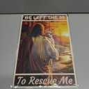 3 x ALKB Jesus and Lamb Metal Sign Wall Art Gifts for Christians.He Left The 99 to Rescue Me Sign Print Christian Home,Office,Bedroom Wall Decor 8 x 12 Inch