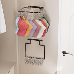 Hat Rack for Wall, 2 Pack Adjustable Metal Hat Hanger Hold 22 Hats, Drilled Type Hat Organizer for Baseball Caps, Holder, Storage for Closet, Near the Door, Bedroom