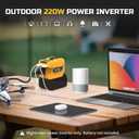 220W Power Inverter Compatible with Dewalt 20V Battery, DC 20V to AC 110V-120V Portable Power Generator, Inverter with 2 USB Ports 1 Type-C 1 AC Outlet, 400 Lumen Light
