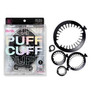 PuffCuff Just Try It Curlfriend!, Original 5, Junior 3, Mini 2.5 Micro 1.5 and Teeny 1.25, For Thick, Curly, Textured Hair, Painless, Damage-Free Styling for Big Hair, Black