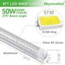 Skymoatled 8Pack 4FT LED Shop Light Garage Lights,50W 6000K 7500LM White Light,Hanging/Surface Mount,T8 4FT Tube Lamp for Warehouse Workshop Basement,Linkable LED Shop Lights,Plug and Play