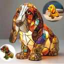 Basset Hound Lamps - Retro Dogs Stained Resin Tabletop Night Light, Dog Series Art Night Light, 3D Cute Pet Dogs Themed Lamp LED Table Lamps, Fun Gift for Dog Lovers