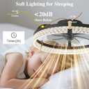 DIAMONDFORGE Ceiling Fans with Lights and Remote Fandelier - Low Profile Modern - 20'' Flush Mount Ceiling Fans for Bedroom,Stepless Color Temperature and 6 Speeds- Black and Crystal