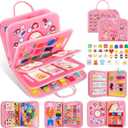 URMYWO Busy Board - Montessori Toys for 1 2 3 4 Year Old, Busy Book Toddler Activities with Fine Motor Skills, Autism Sensory Toys Gifts for Boys Girls, Travel Toys for Road Trip Plane Car (Pink)