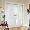 MIULEE French Door Sheer Curtains for Front Back Patio Glass Door Light Filtering Window Treatment with 2 Tiebacks 54 Wide and 63 Inches Length, White, Set of 2 (54"W x 63"L (Pack of 2))