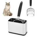 Midollarle Heavy-Duty Cat Litter Scoop with Holder, Metal Cat Scooper Holder Trash Container, Aluminum Kitty Poop Sifting Shovel Captures All Clumps, Speed Sifter Litter Box Scooper with Cats Caddy