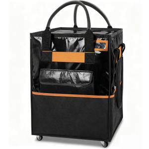 Reusable Grocery Bag on Wheels, 75L Large-Capacity Zippered Roller Tote, Carries Up to 66 LBS, Lightweight for Groceries, Laundry, Moving, Storage (Medium)